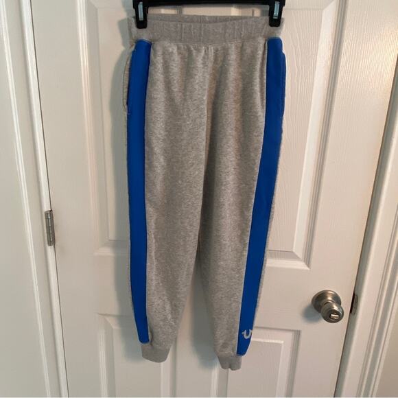 True Religion Sweatpants kids boys girls size Small gray with blue side stripe S - Picture 1 of 4
